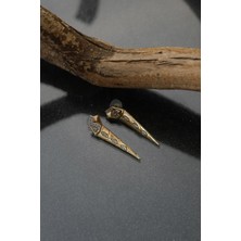 Çildan Womens Gold Zirkon Taşlı Özel Tasarım Piramit Küpe