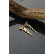 Çildan Womens Gold Zirkon Taşlı Özel Tasarım Piramit Küpe