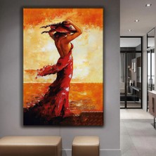 Zevahir Mobilya Dekorasyon Yağlı Boya Görünümlü Genç Kadın Kanvas Tablo