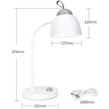 Wellhise WD-6075 Ledli Masa Lambası Dimmerli LED Ayarlanabilir USB-Type-C Şarjlı Masa Lambası