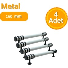 Yahya 4 Adet Halka Boru Siyah Beyaz Metal Mobilya Kulbu 160 mm