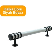 Yahya 4 Adet Halka Boru Siyah Beyaz Metal Mobilya Kulbu 160 mm