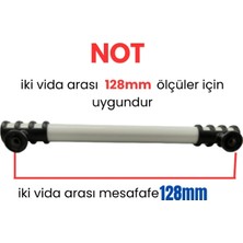 Yahya 4 Adet Halka Boru Siyah Beyaz Metal Mobilya Kulbu 128 mm