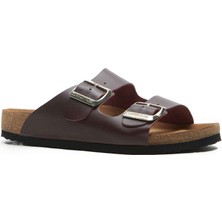 Comfortfüsse / Bali-N - Deri Çift Bantlı Terlik ( Bordo Cilt Deri )