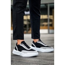 BOA BA0354 Günlük Bağcıklı Erkek Gri Parçalı Siyah Yüksek  Taban Spor Ayakkabı