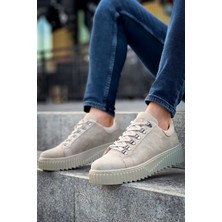 BOA BA0505 Çengel Bağcıklı Krem Renk Yüksek Tabanlı Günlük Ayakkabı