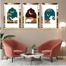 Zevahir Mobilya Dekorasyon Kurban Temalı Gold Pleksi Kenar 3'lü Mdf Tablo