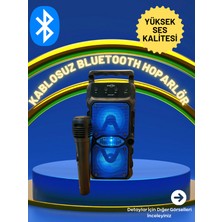 Yüksek Bass Bluetooth Tf Kart USB Aux Mikrofon Girişi Fm Radyo Taşınabilir Rgb LED Hoparlör