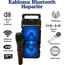 Yüksek Bass Bluetooth Tf Kart USB Aux Mikrofon Girişi Fm Radyo Taşınabilir Rgb LED Hoparlör