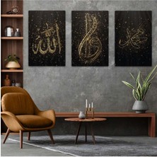 Allah Muhammed Lafzı 3'lü Mdf Tablo Set