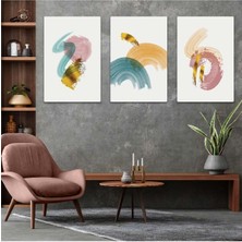 Zevahir Mobilya Dekorasyon Soyut Desen 3'lü Mdf Tablo Set