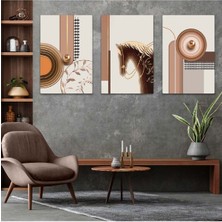 Zevahir Mobilya Dekorasyon Minimalist Soyut Desen 3'lü Mdf Tablo Set
