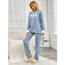 Raporlu Polar Yıldız Desenli Kadın Pijama Takımı VG011