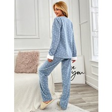 Raporlu Polar Yıldız Desenli Kadın Pijama Takımı VG011
