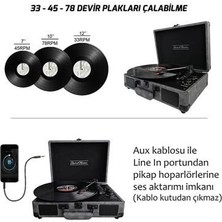 *ücretsiz Kargo Record Master ST14012 Gri-Siyah Retro Pikap Bluetooth ve Şarj Özellikli Özel Dış Kaplama Retro Pikap 33, 45, 78 Devir