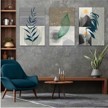 Zevahir Mobilya Dekorasyon Minimalist Soyut Desen 3'lü Mdf Tablo Set