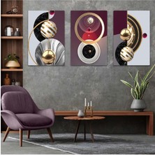 Üçlü Mdf Minimalist Soyut Desen Tablo Seti