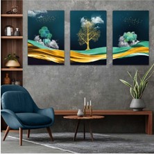 Soyut Desen 3'lü Mdf Tablo Set