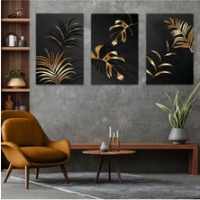 Zevahir Mobilya Dekorasyon Soyut Desen Çiçek 3'lü Mdf Tablo Set