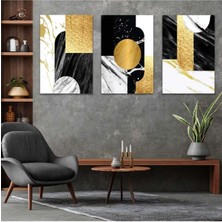 Soyut Desen Şekiller 3'lü Mdf Tablo Set