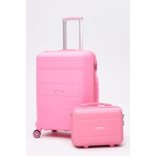 Elatae Premium Polipropilen Kırılmaz 2'li Valiz Seti Orta Boy ve Makyaj 2'li Set V305