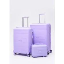 Elatae Premium Poliropilen Kırılmaz 3'lü Valiz Seti Büyük - Orta Boy ve Makyaj V305