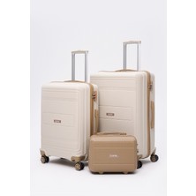 Elatae Premium Poliropilen Kırılmaz 3'lü Valiz Seti Büyük - Orta Boy ve Makyaj V305