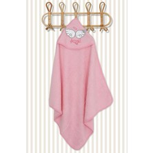 Babyshez %100 Pamuk Yenidoğan Bebek Kundak Nakışlı Banyo Havlu Pembe