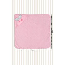 Babyshez %100 Pamuk Yenidoğan Bebek Kundak Nakışlı Banyo Havlu Pembe