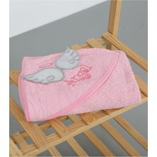Babyshez %100 Pamuk Yenidoğan Bebek Kundak Nakışlı Banyo Havlu Pembe