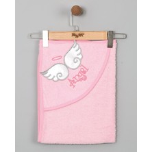 Babyshez %100 Pamuk Yenidoğan Bebek Kundak Nakışlı Banyo Havlu Pembe
