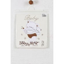 Babyshez %100 Pamuklu Yenidoğan Çift Katlı Penye Bebek Battaniyesi Krem