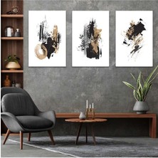 Soyut Desen Şekiller 3'lü Mdf Tablo Set