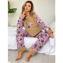 Vg Bond Moda Ay Yıldız Desenli Önü Soft Kadın Pijama Takımı VG055