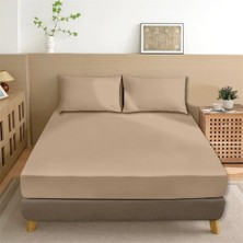 Evim Organik Pamuk Akfil Düz Çarşaf Seti Çift Kişilik 240X260 cm Bej