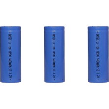 3.7V 1400MAH Li-Ion 18500 5-C Şarj Edilebilir Pil 3'lü