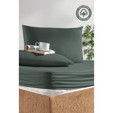 Cemeteks Firuze %100 Pamuk Doğal Tek Kişilik Ranforce Kumaş Lastikli Çarşaf + Yastık Kılıfı Seti /100X200/120X200/ 30CM Yükseklik