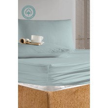 Cemeteks Firuze %100 Pamuk Doğal Tek Kişilik Ranforce Kumaş Lastikli Çarşaf + Yastık Kılıfı Seti /100X200/120X200/ 30CM Yükseklik