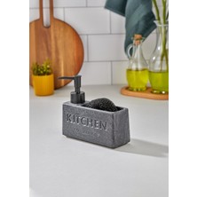 Hometarz Seramik Sünger Hazneli Sıvı Sabunluk - Banyo Mutfak Sıvı Sabunluk Takımı - 350 ml