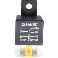 Sanel Mini Röle 12V 30-20A 5 Uçlu 2 Platinli Sanel Mini Röle 30-87-87A-86-85