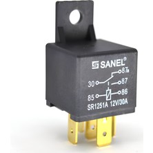 Sanel Mini Röle 12V 30-20A 5 Uçlu 2 Platinli Sanel Mini Röle 30-87-87A-86-85