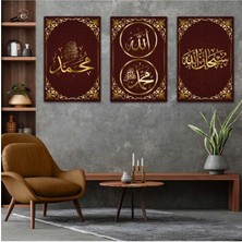 Zevahir Mobilya Dekorasyon Hz Muhammed Ve Allah Lafzı Dini 3'lü Mdf Tablo Set