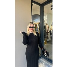 Siyah Triko Maxi Boy Elbise