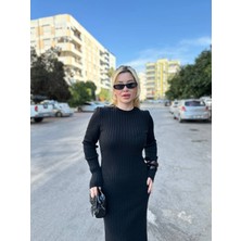 Siyah Triko Maxi Boy Elbise