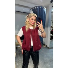 glam Bordo Bomber Ceket