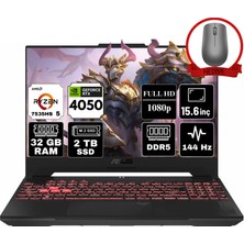 Asus Tuf Gaming A15 Amd Ryzen 5 7535HS 32GB 2tb SSD RTX4050/6GB W11H 15.6" Fhd Taşınabilir Bilgisayar FA507NU-A47 & Anzar Mouse