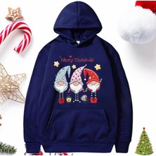 Kids Face Özel Tasarım Kapüşonlu Noel Babalar Yılbaşı Baskılı Erkek Çocuk Sweatshırt