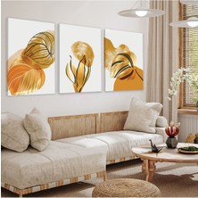 Soyut Desen Bitki 3'lü Kanvas Tablo