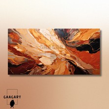 Gaagart Panoramik Kanvas Duvar Tablosu Soyut Yağlı Boya Görünümlü Kiremit Desen