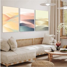 Soyut Desen Kum 3'lü Kanvas Tablo